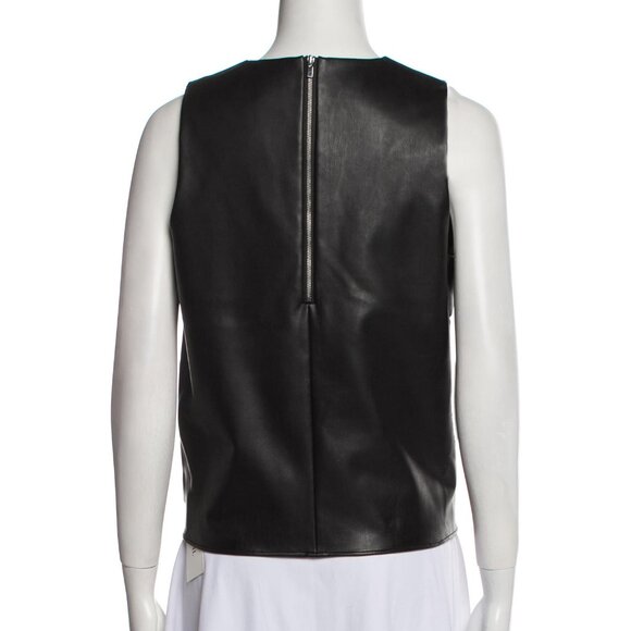 Tibi faux vegan leather sleeveless crewneck top 6/M - Picture 3 of 3